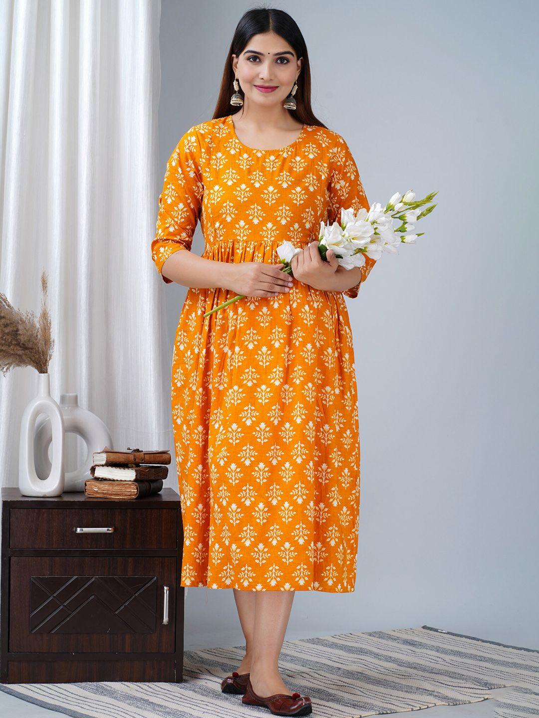 baesd maternity ethnic motifs printed fit & flare ethnic dress