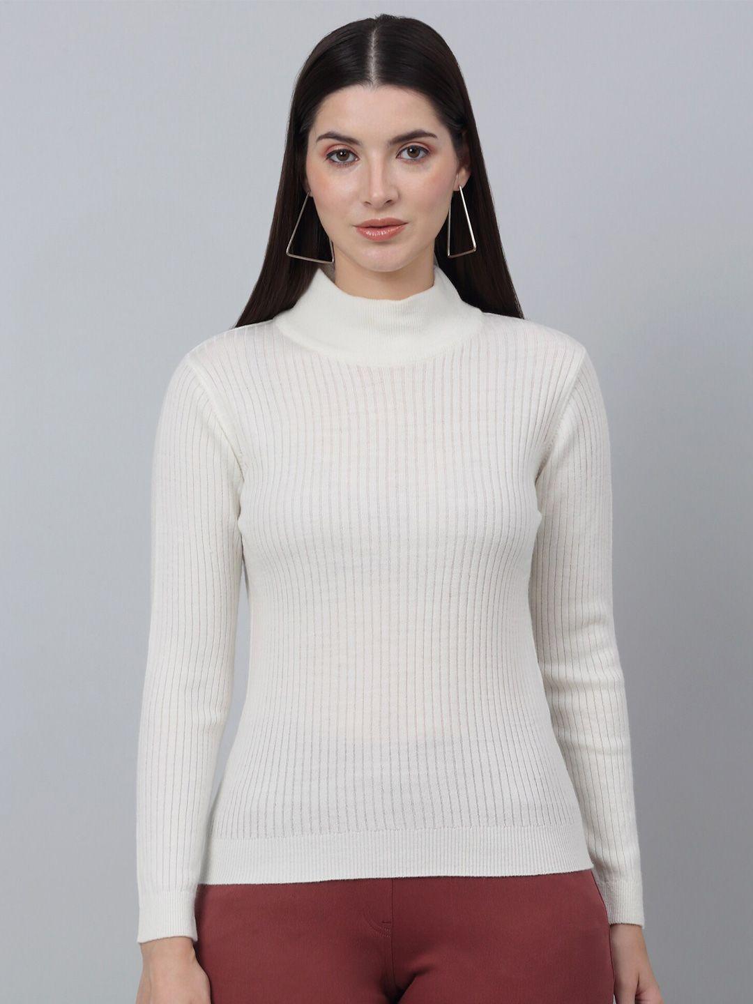 cantabil ribbed mock neck acrylic pullover