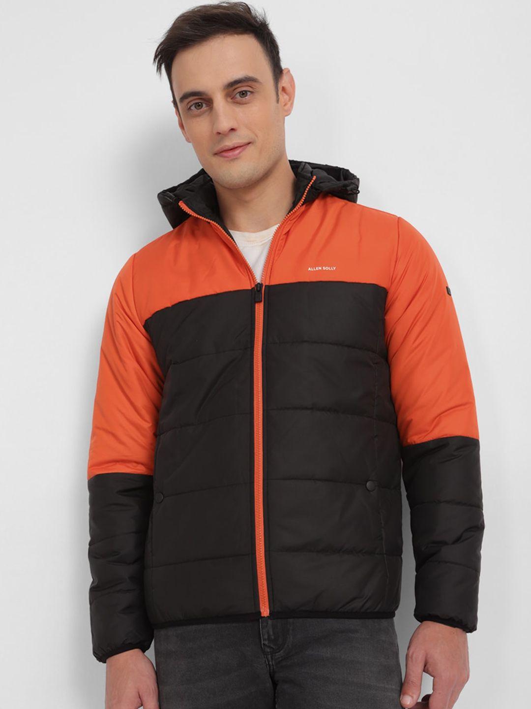 allen solly colourblocked hooded puffer jacket