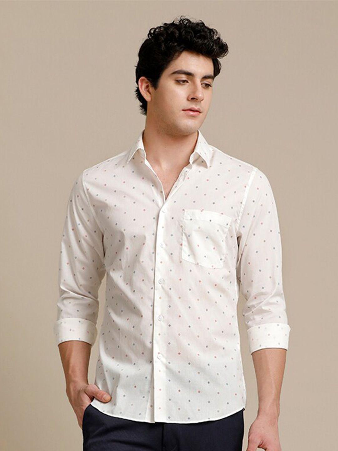 aldeno comfort micro ditsy printed pure cotton casual shirt