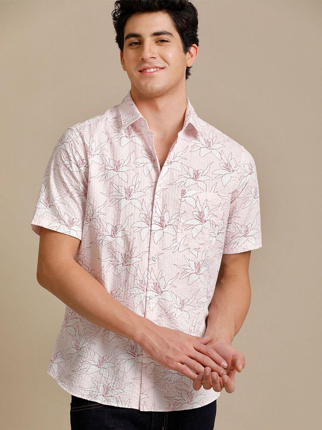 aldeno comfort floral printed seersucker cotton casual shirt