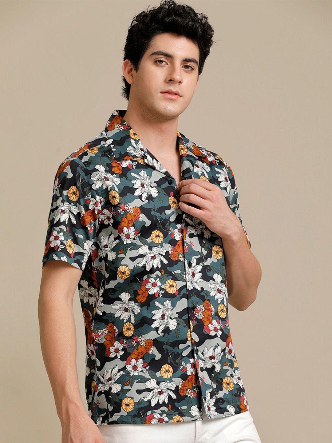 aldeno floral printed india slim fit pure cotton casual shirt