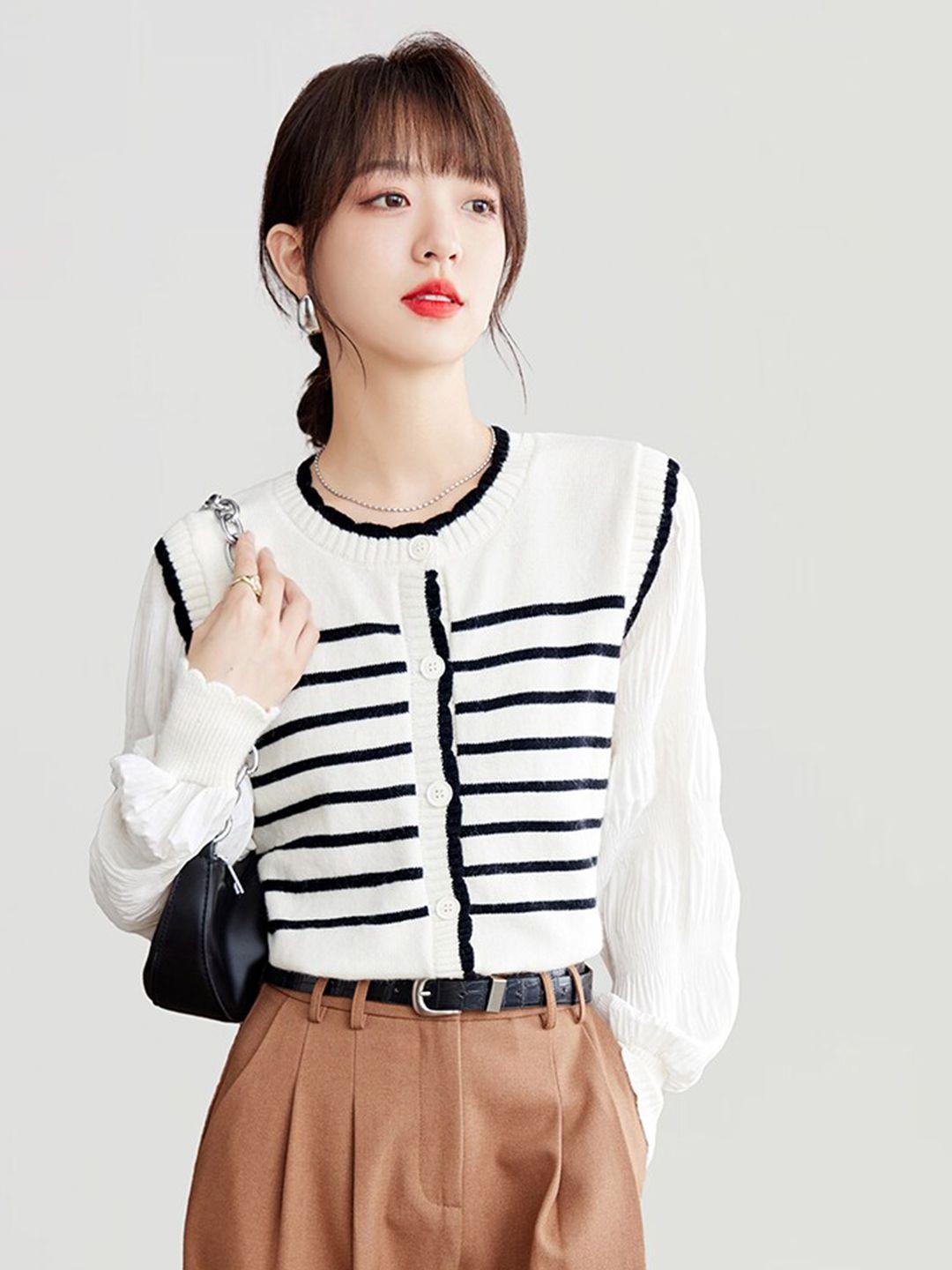 jc collection striped ribbed cardigan