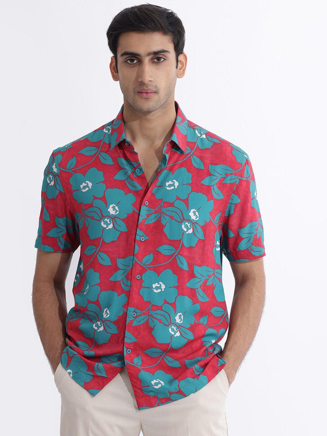 rare rabbit floral printed slim fit casual shirt