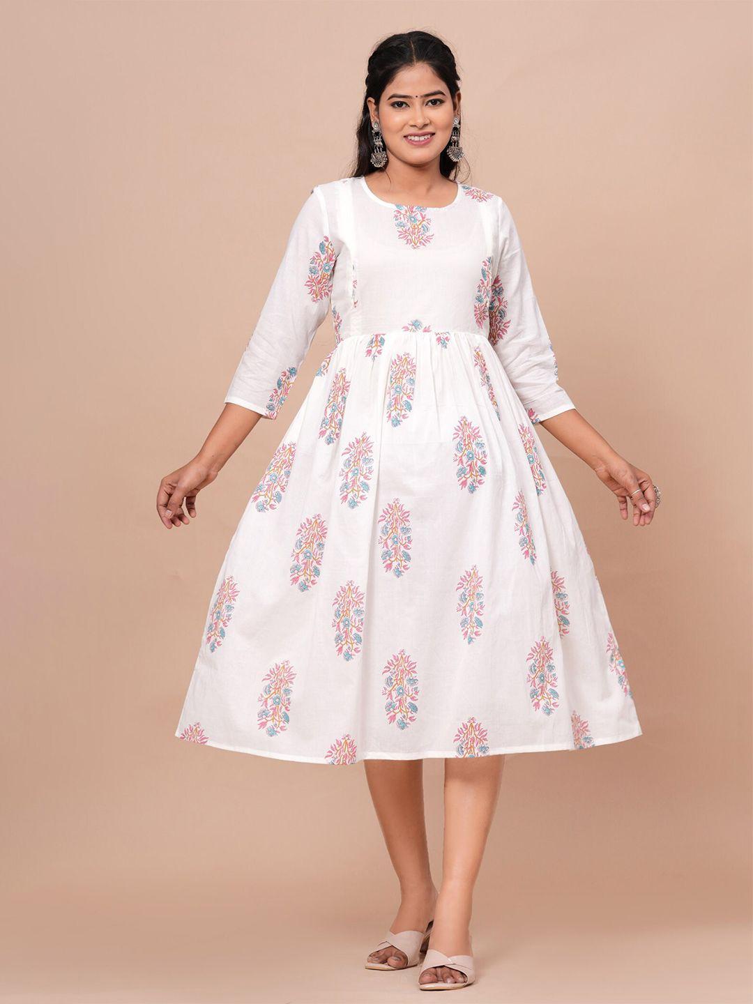 baesd floral printed a-line midi maternity ethnic dresses