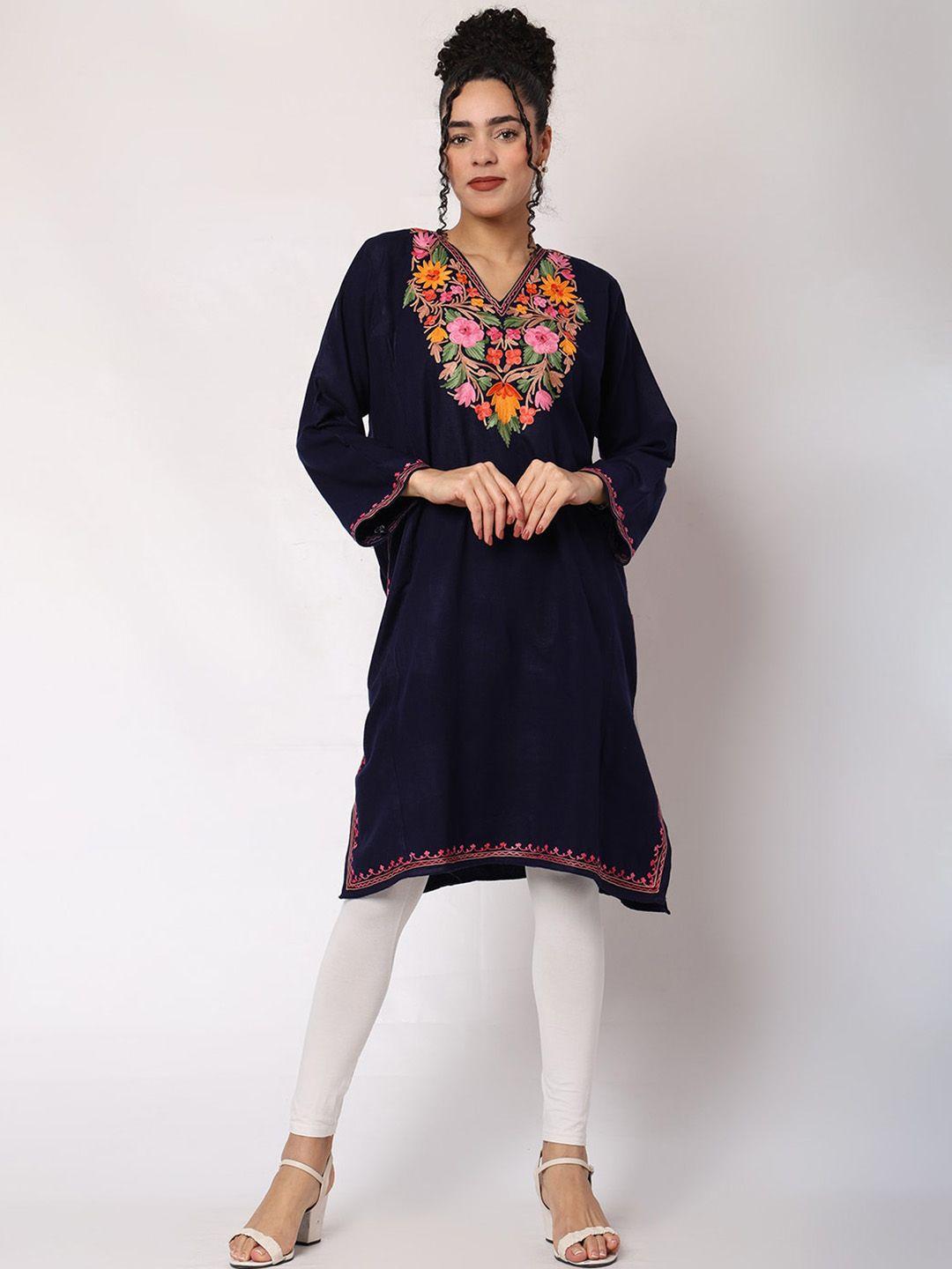 craftbazar floral yoke design v-neck yoke design a-line kurta