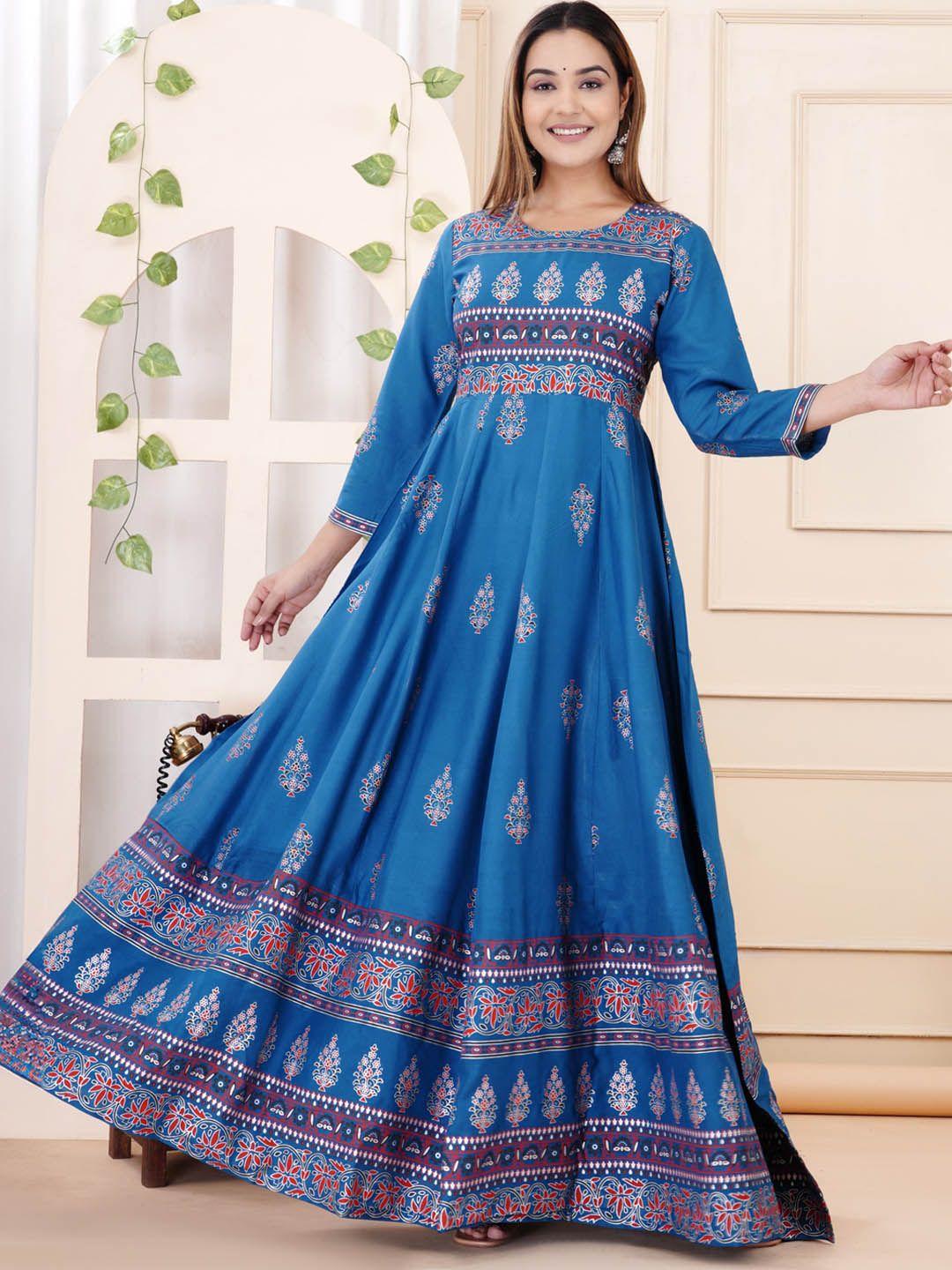 purshottam wala ethnic motifs printed a line ethnic dress