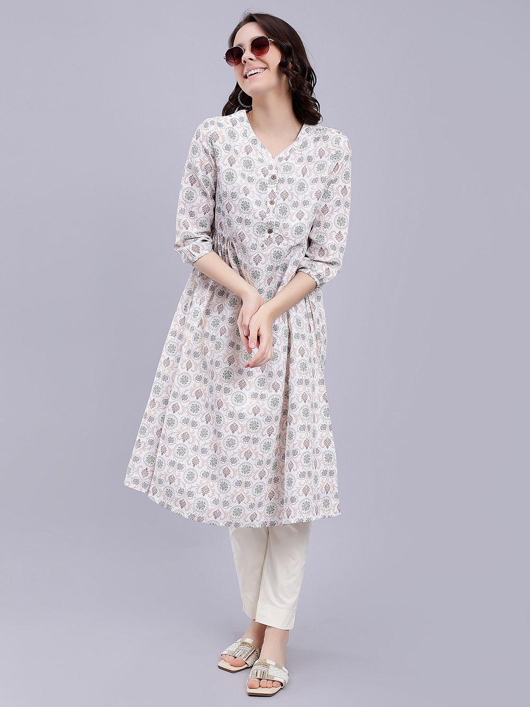 soan ethnic motifs printed a line kurta