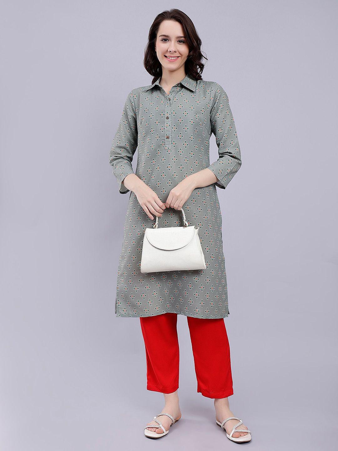 soan ethnic motifs printed straight kurta