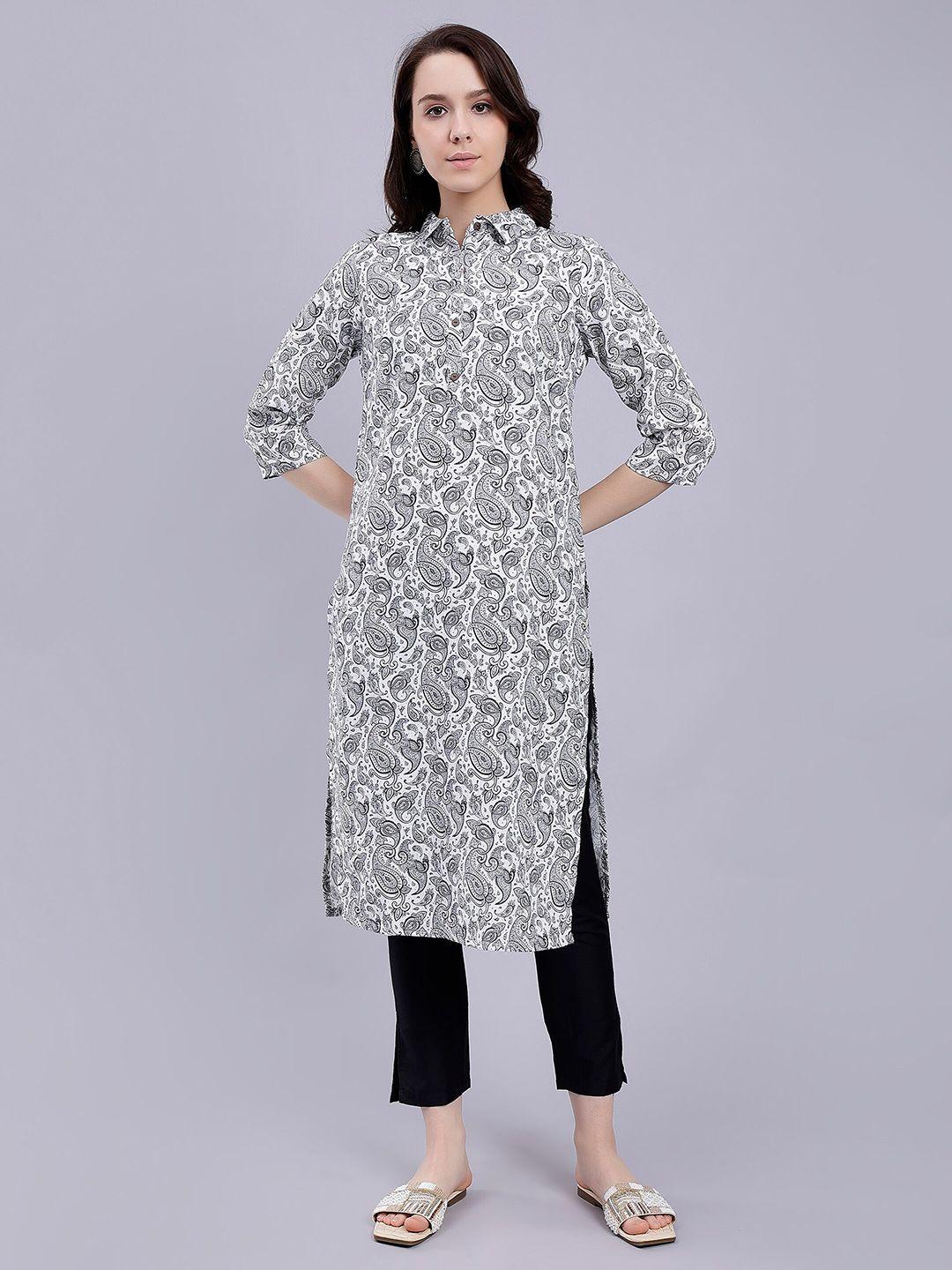 soan paisley printed three-quarter sleeves shibori straight kurta