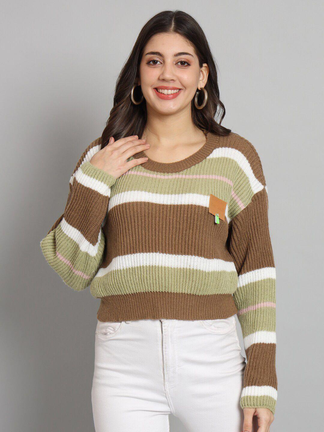 chemistry striped round neck woollen pullover sweater