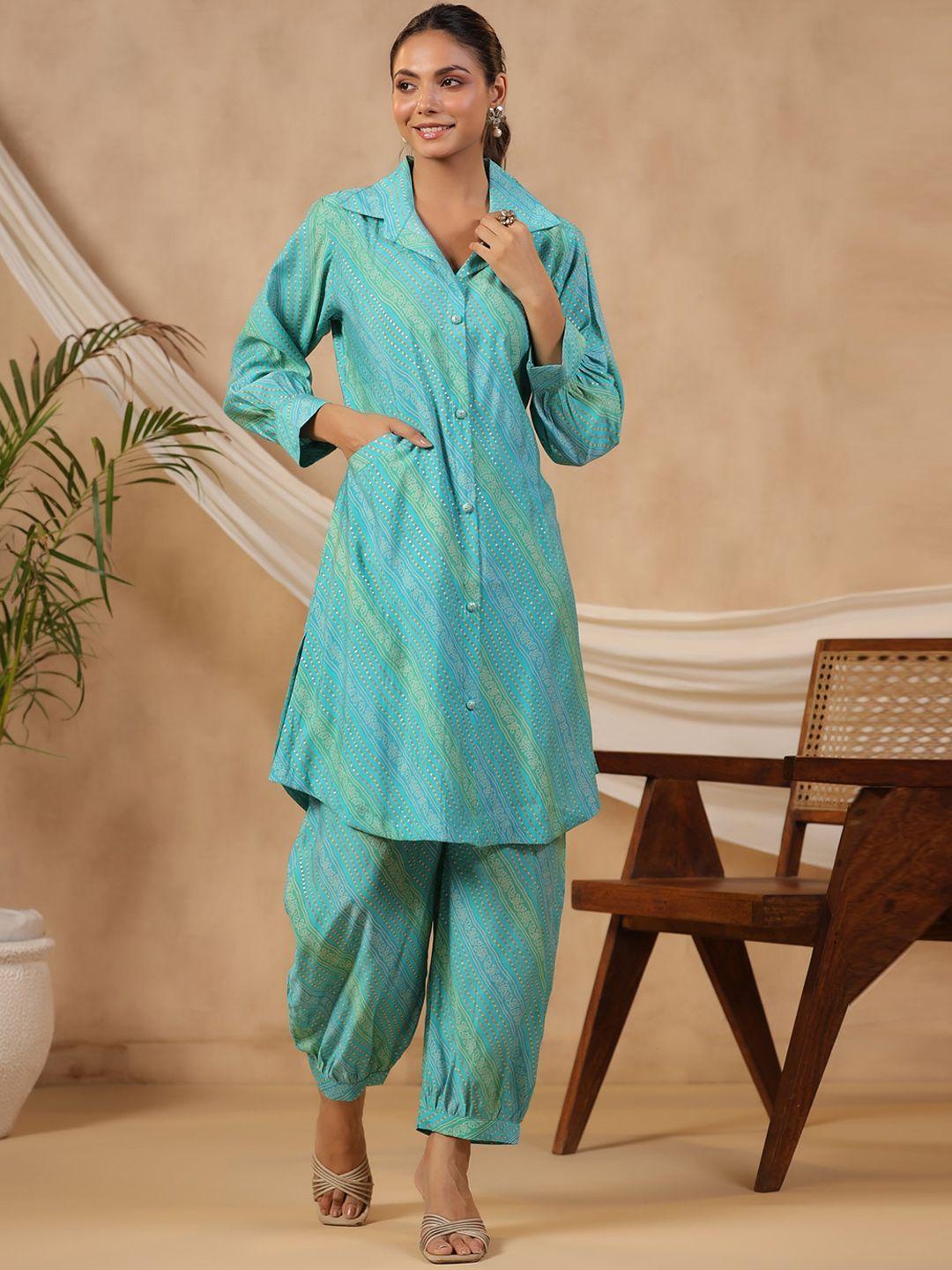 etnicawear bandhani printed pure silk kurta with salwar