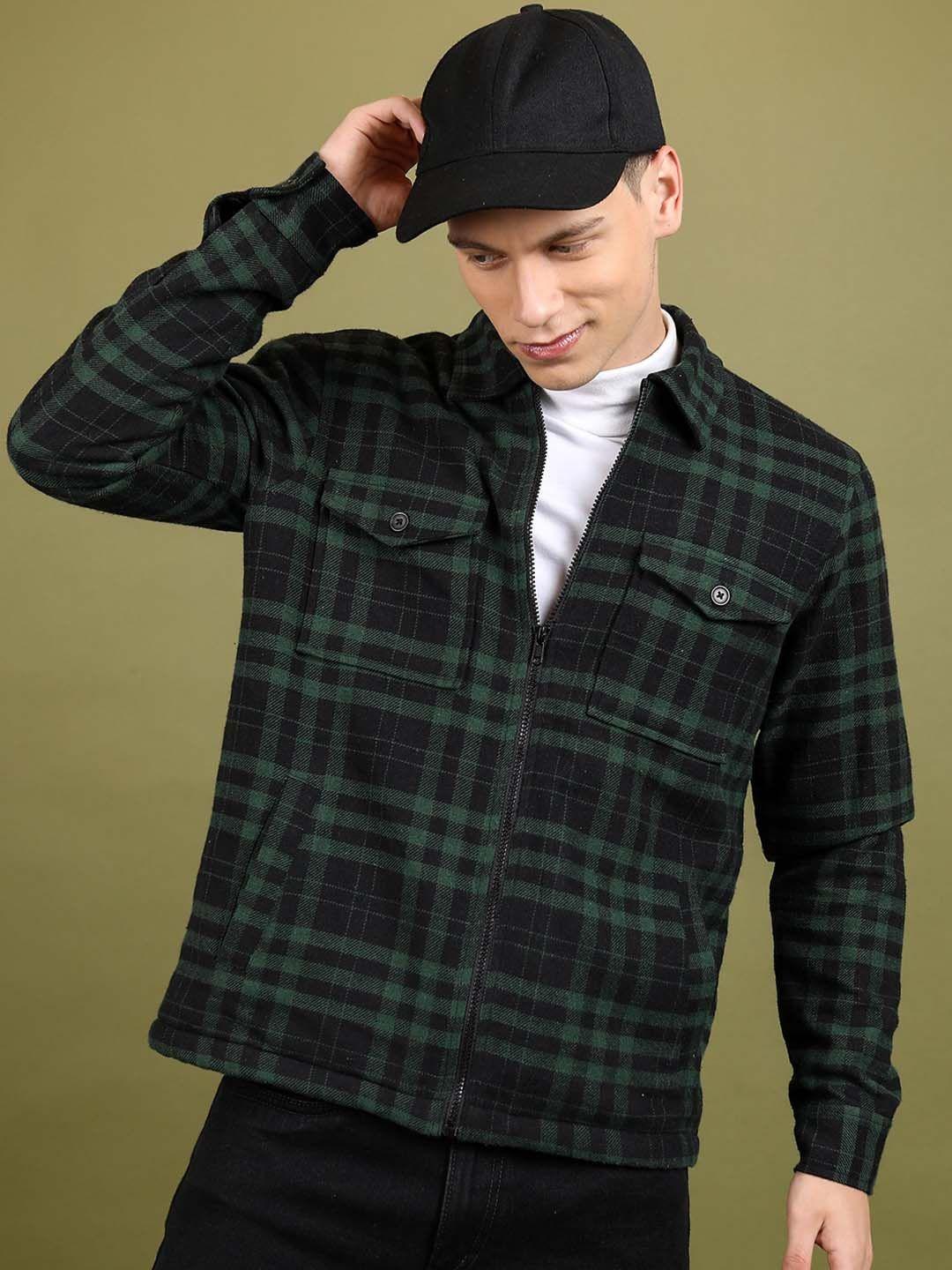 highlander checked open front flannel shirt