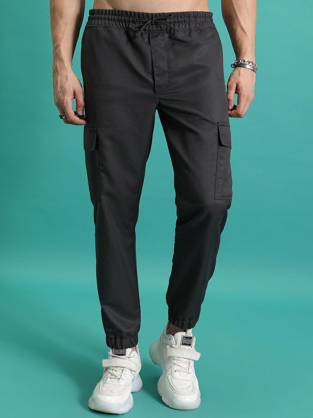 highlander men mid rise plain cargo joggers