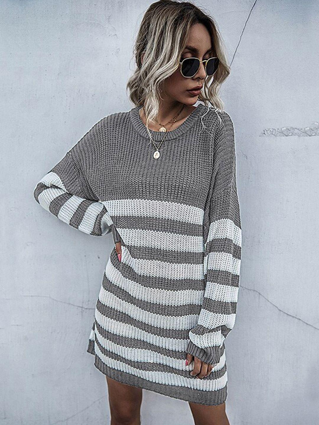 stylecast grey striped jumper dress