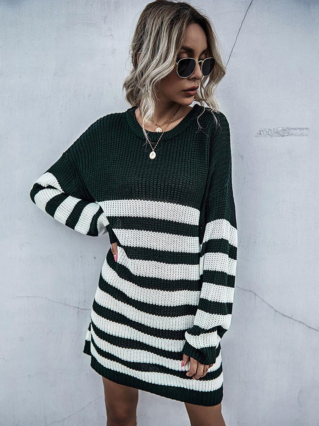 stylecast green striped jumper dress