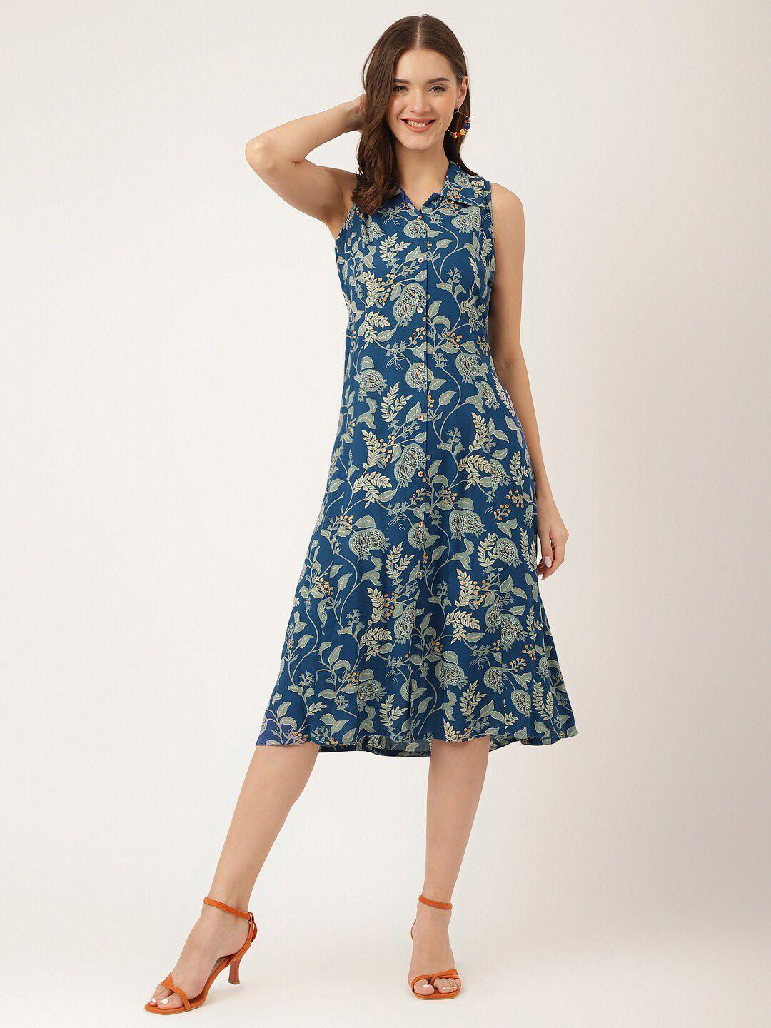 kalini floral printed sleeveless shirt midi dress