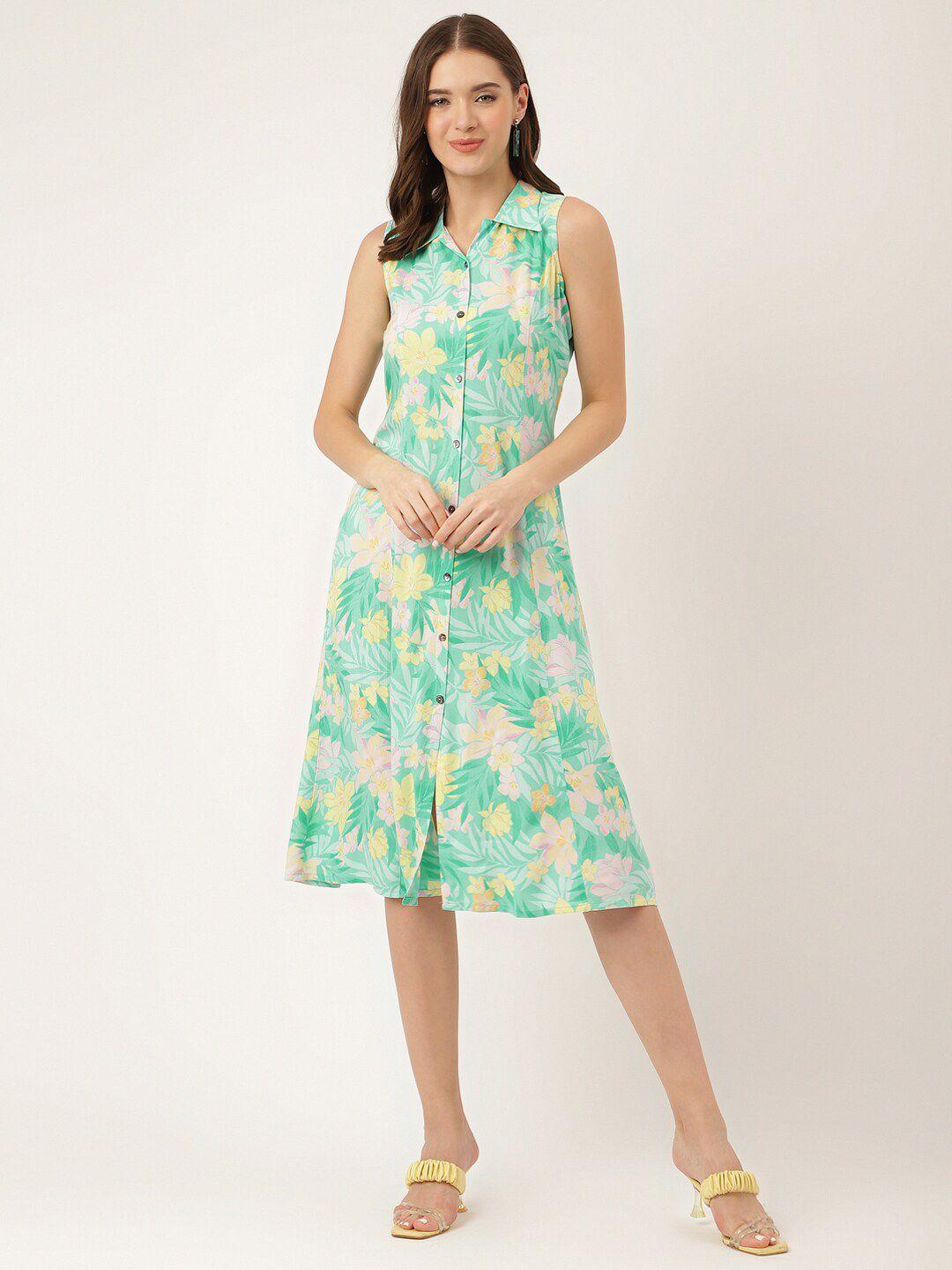 kalini floral printed sleeveless shirt midi dress