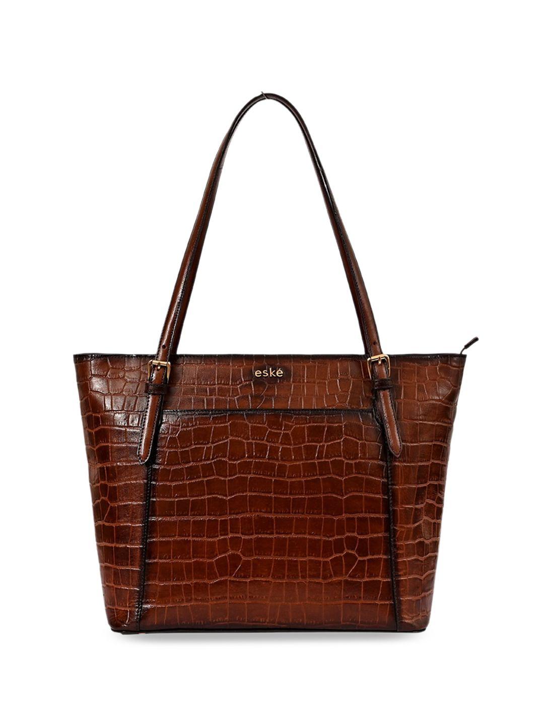 eske leather textured shopper tote bag