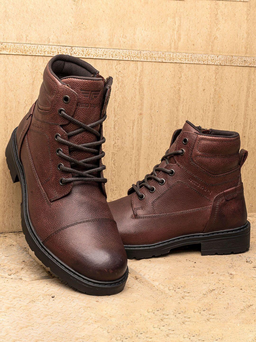 red tape men mid top leather biker boots