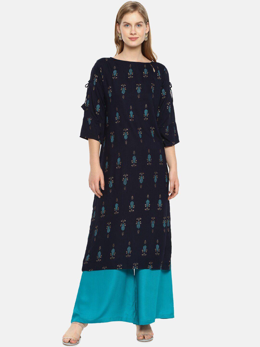 instafab ethnic motifs printed kurta with palazzos