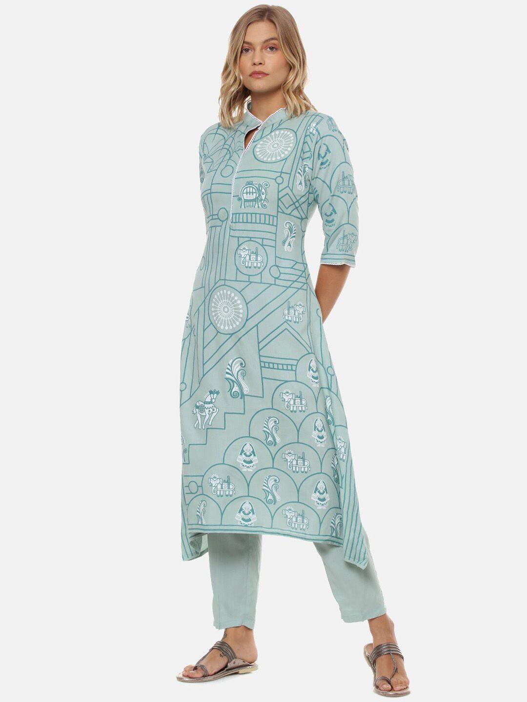 instafab quirky printed kurta with palazzos