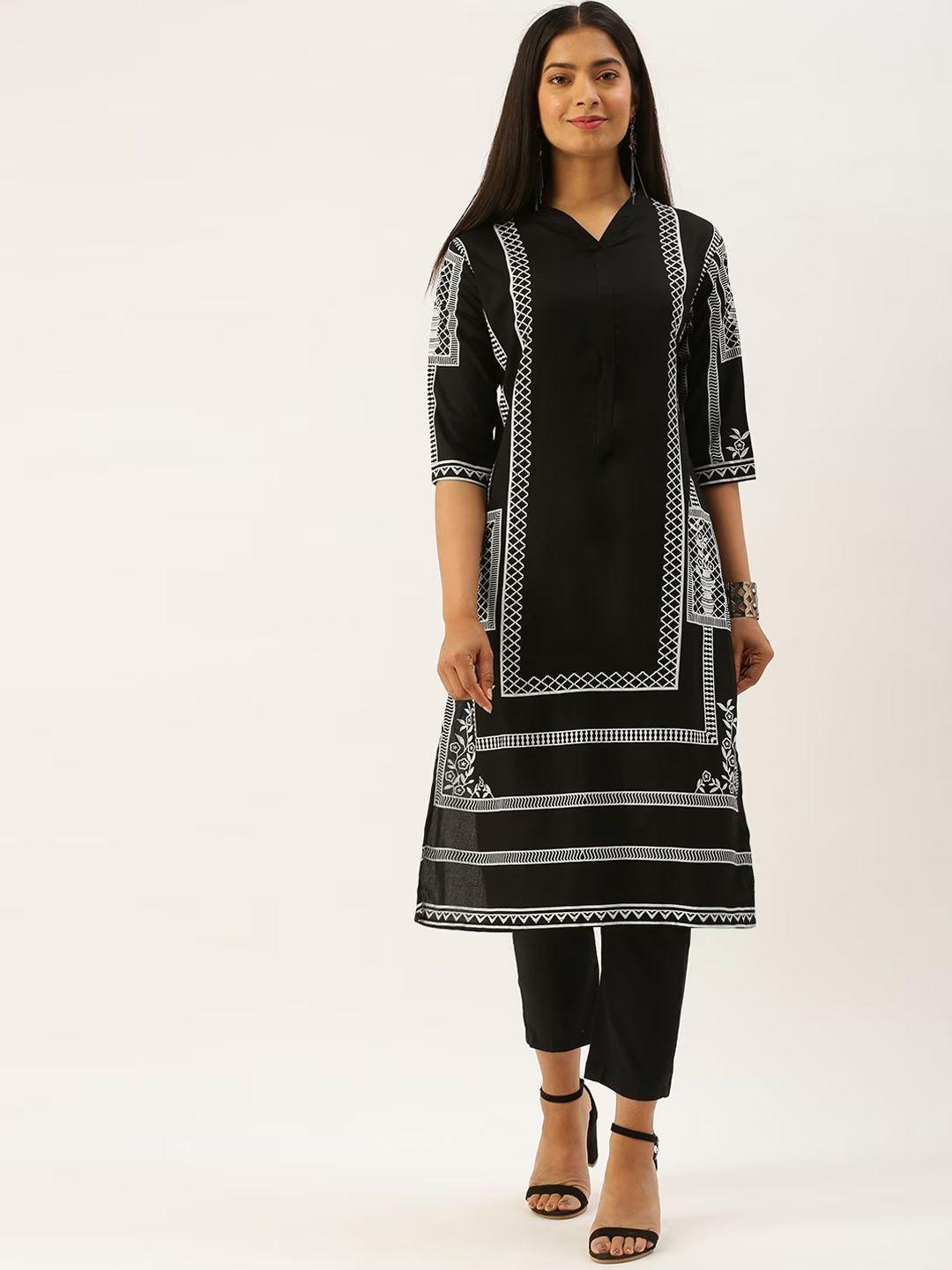 instafab geometric printed kurta with palazzos