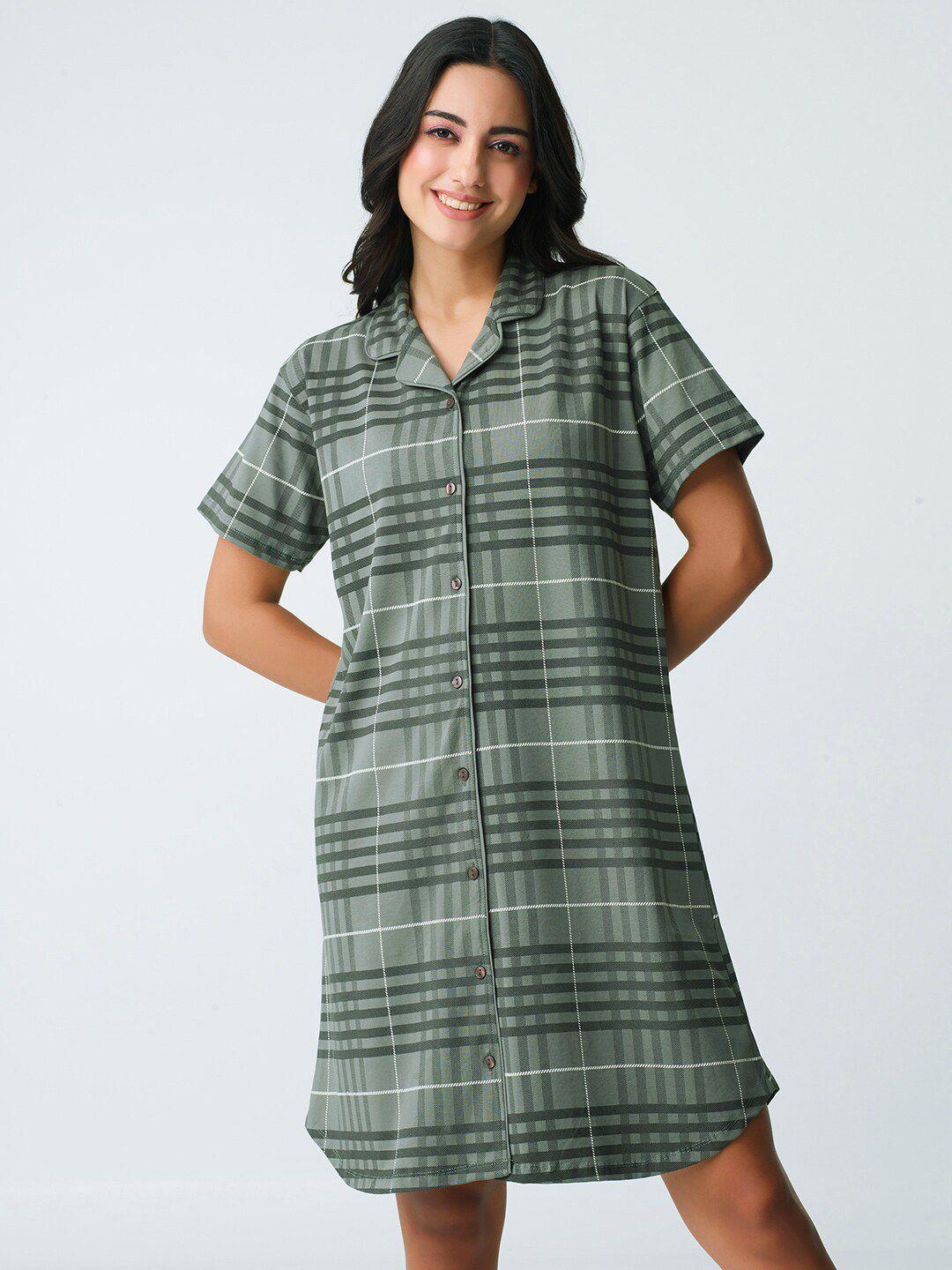 i like me checked cotton shirt nightdress