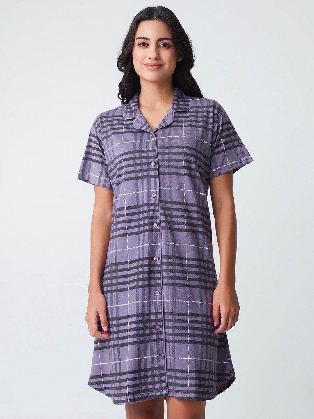 i like me checked cotton shirt nightdress