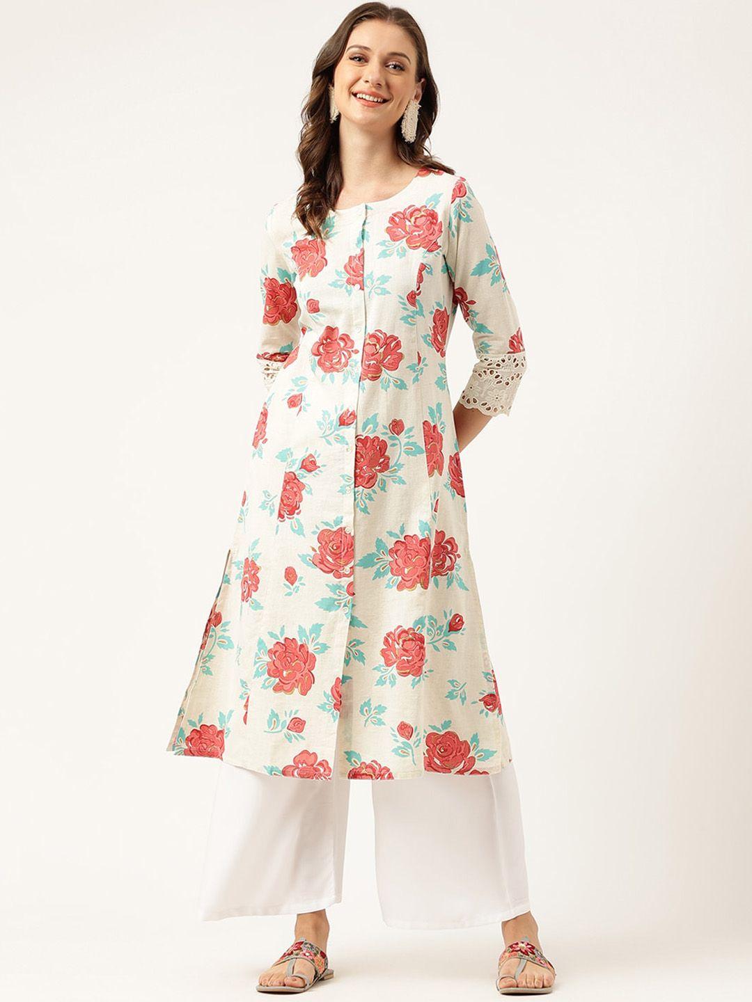 kalini floral printed a-line pure cotton kurta