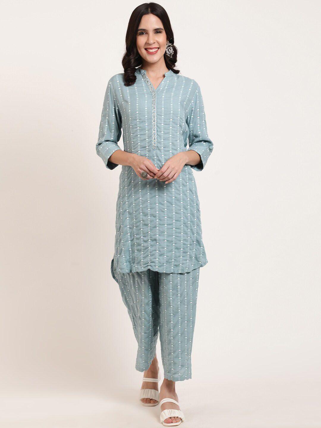 ffu striped straight kurti with palazzos