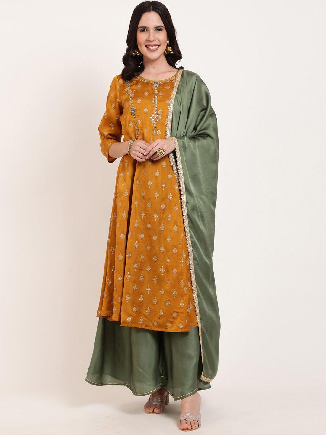 ffu geometric embroidered kurta with sharara & dupatta