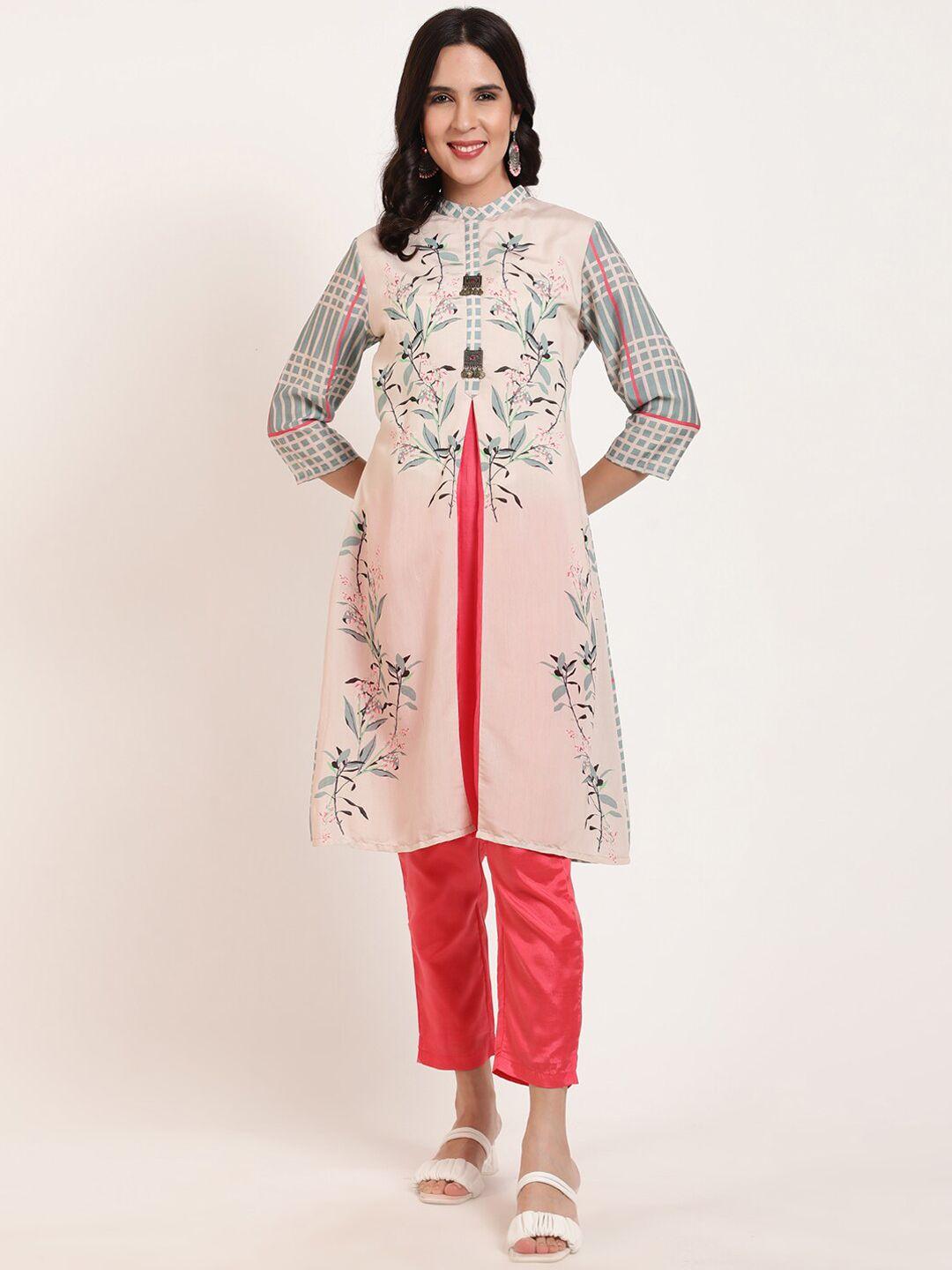 ffu floral printed a-line kurta with trouser