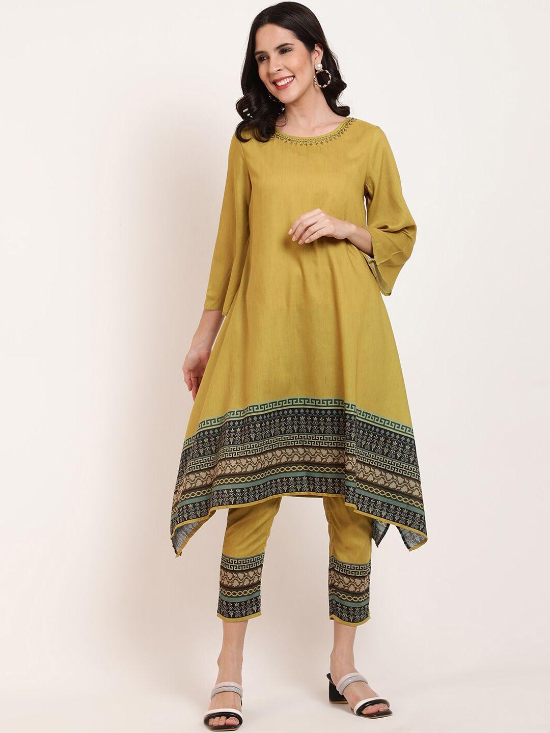 ffu ethnic motifs printed a-line kurta with trouser