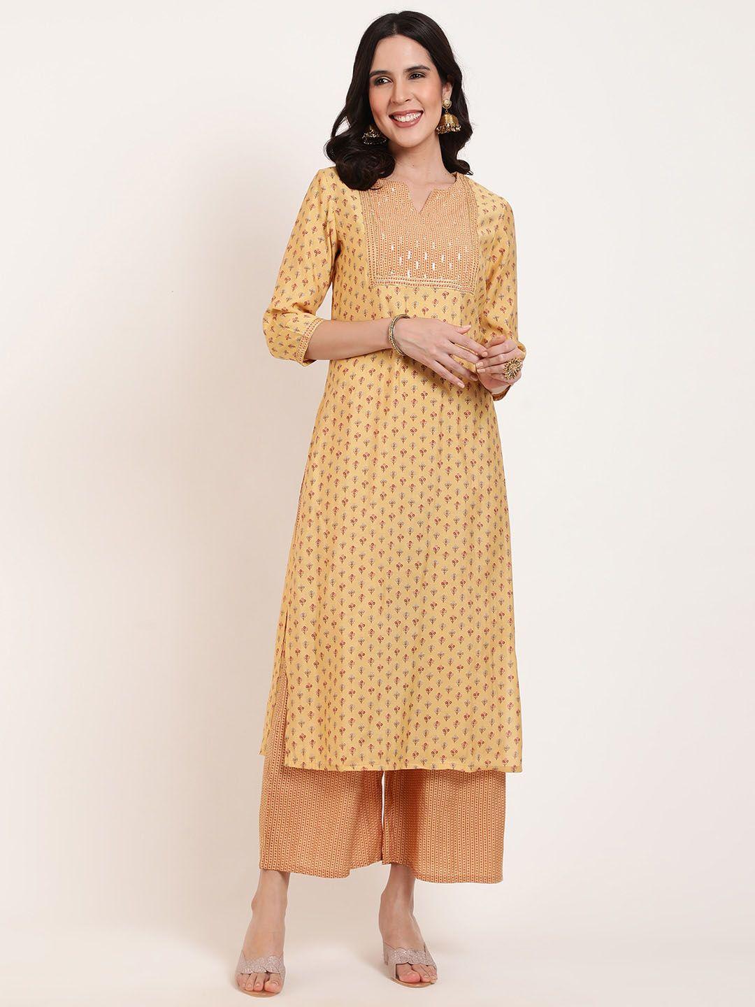 ffu ethnic motifs printed kurta with palazzos