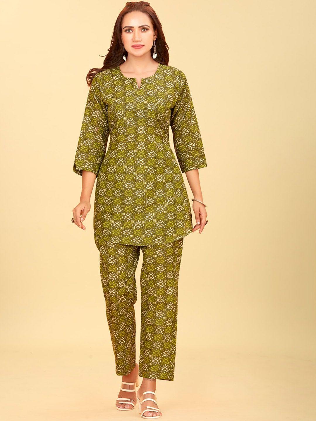 chansi ethnic motif printed straight kurta set