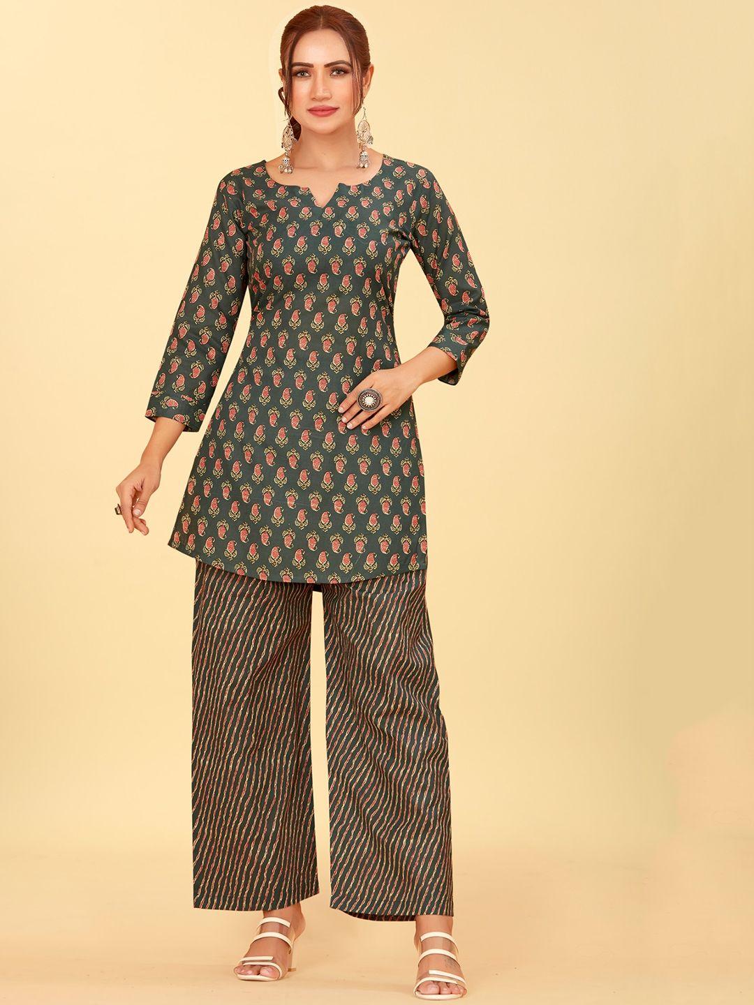 chansi ethnic motifs printed kurta & trousers