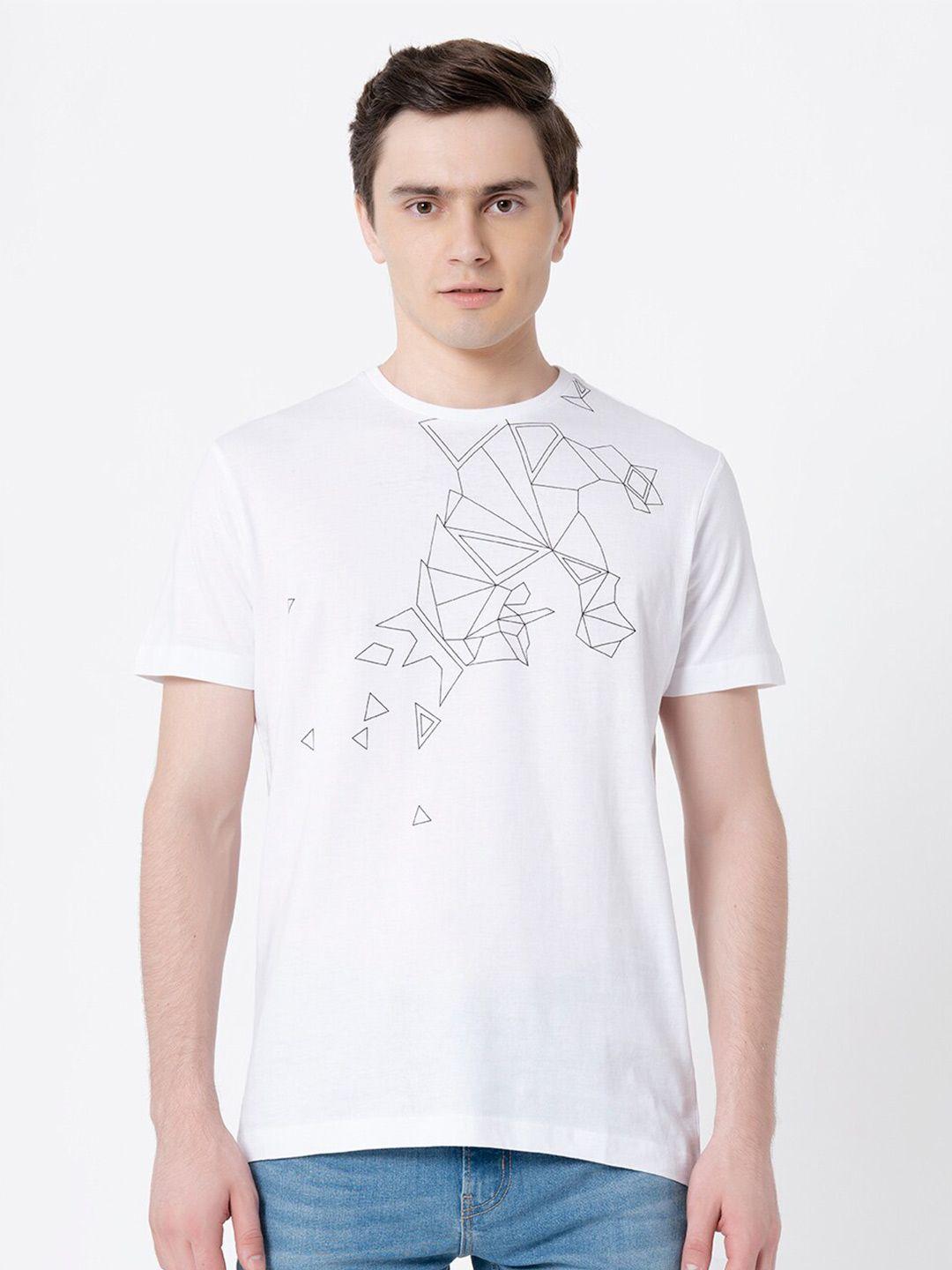 red tape geometric printed pure cotton regular fit t-shirt