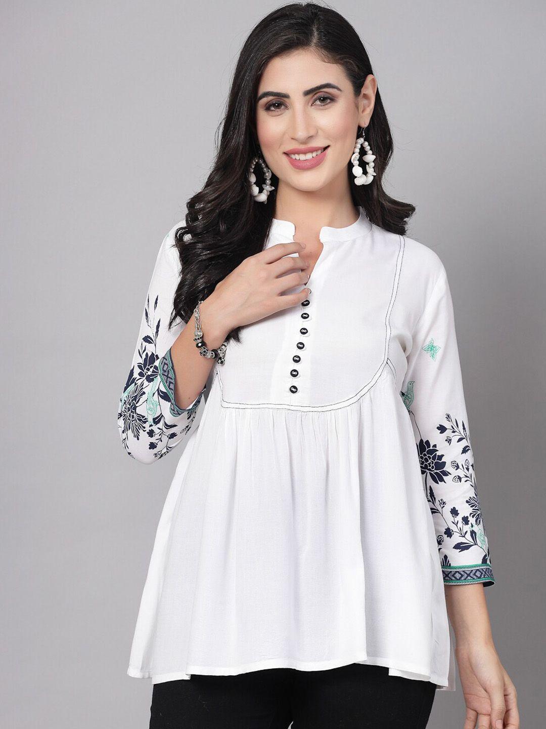 kalini floral printed mandarin collar empire kurti