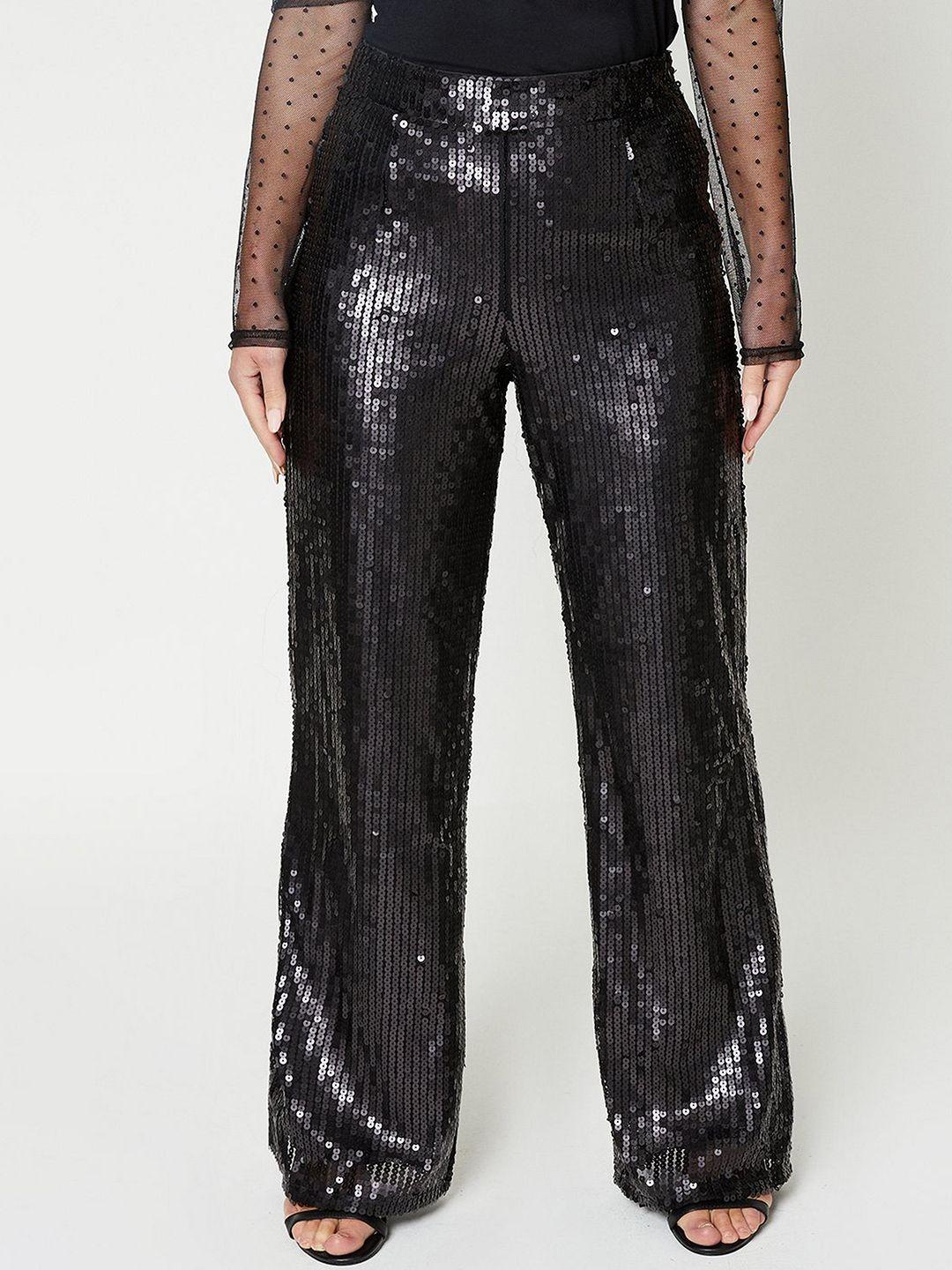 dorothy perkins women sequinned wide leg trousers