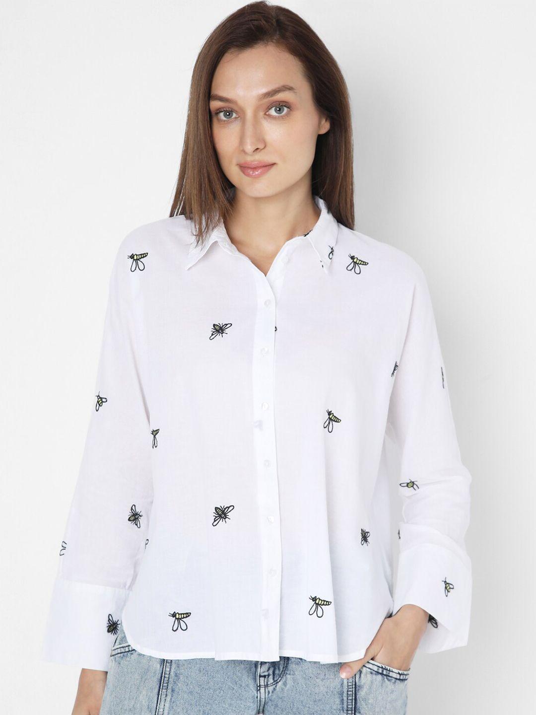 vero moda conversational printed pure cotton casual shirt