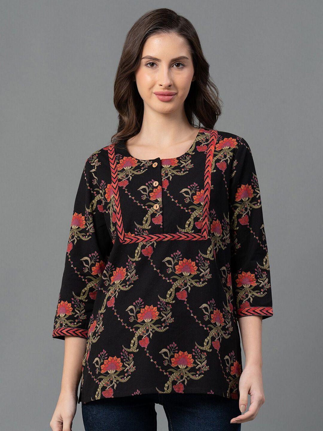 mode by red tape floral printed cotton a-line top