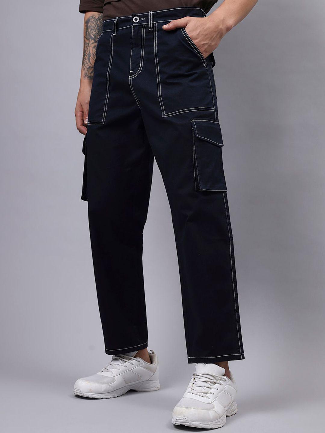 bewakoof men mid-rise loose fit oversized cargos trousers