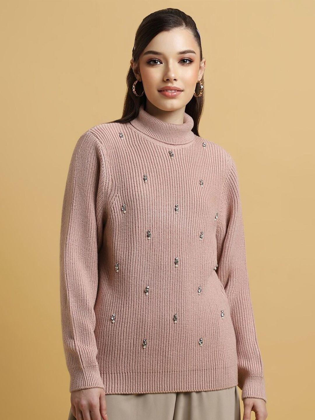 forever 21 turtle neck embellished acrylic pullover