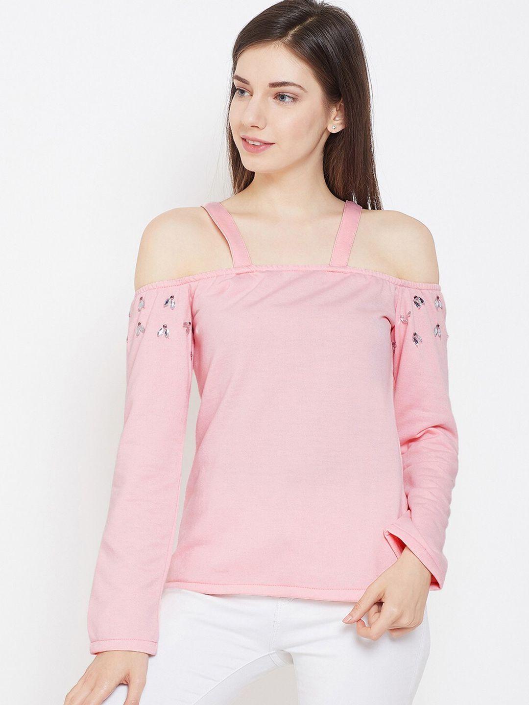 baesd shoulder straps cold shoulder sleeves fleece top