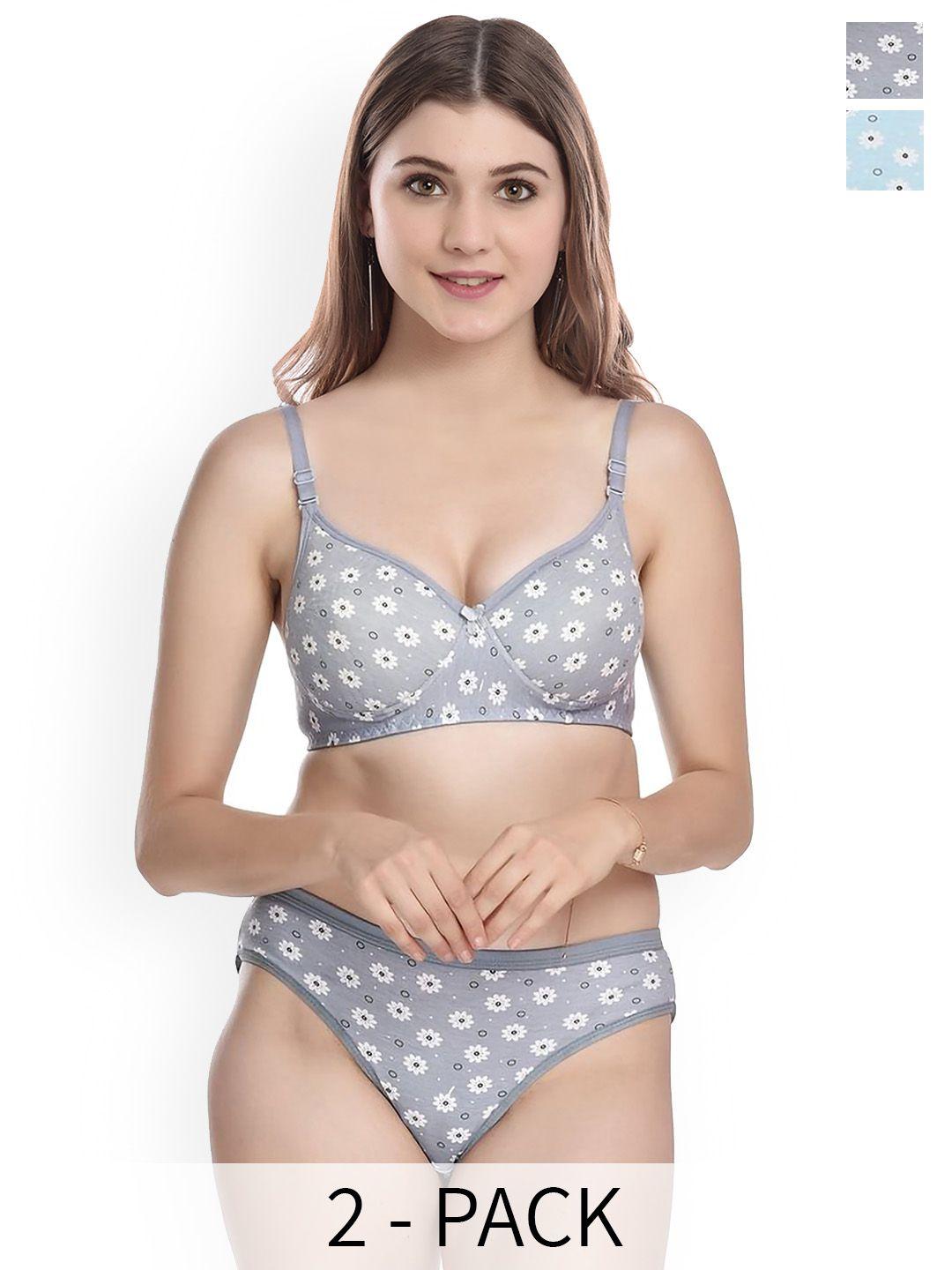 arousy pack of 2 printed cotton lingerie set