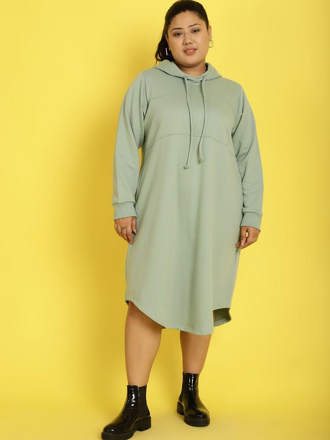 therebelinme plus size hooded cotton t-shirt midi dress