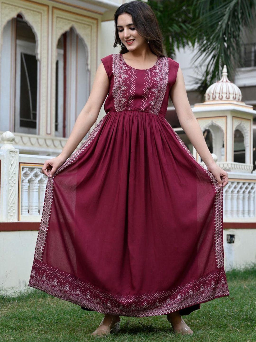 kalini ethnic motifs printed sleeveless anarkali kurta