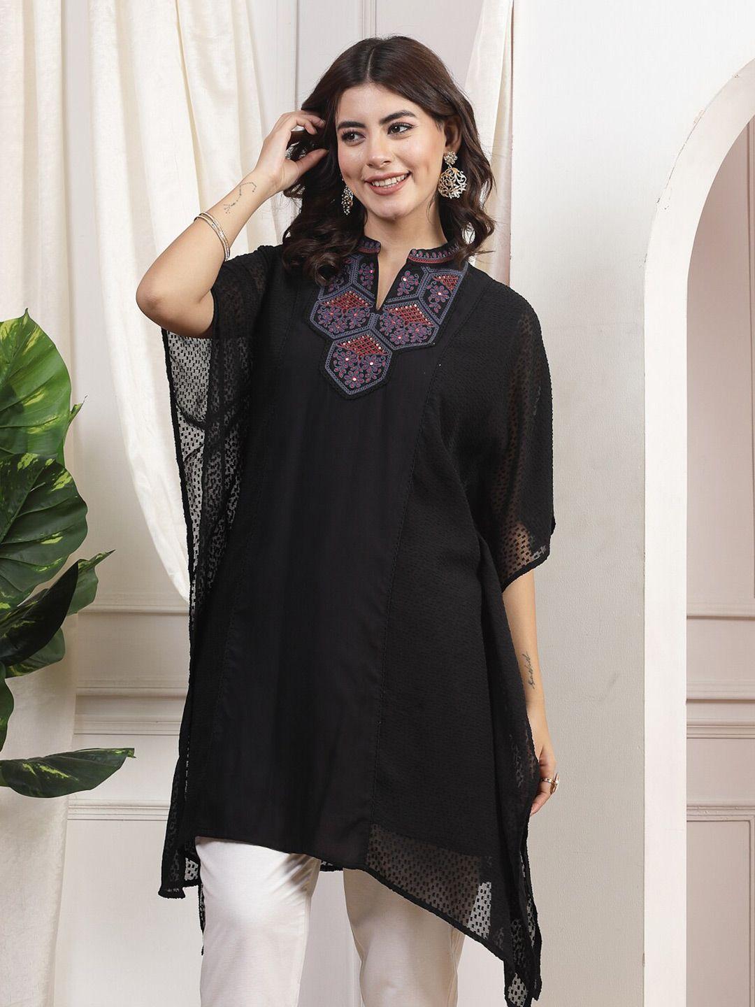 nayam by lakshita embroidered flared sleeves kaftan kurti