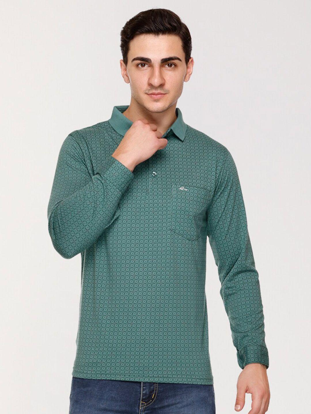 array micro ditsy printed polo collar cotton t-shirt